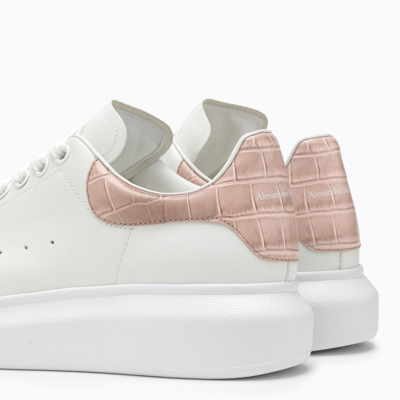 ALEXANDER MCQUEEN White and Clay Oversized Crocodile Effect Low-top Sneakers for Women