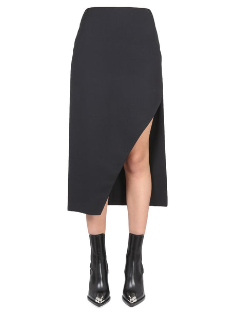 ALEXANDER MCQUEEN Wool and Mohair Mini Skirt with Wide Side Slit