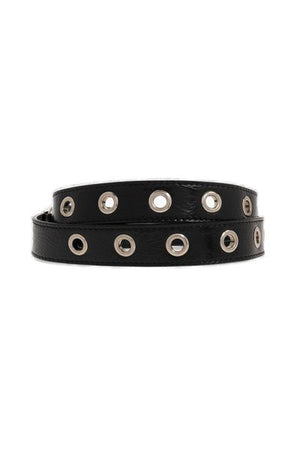 BALENCIAGA Trendy Black Leather Belt with Charms for Women