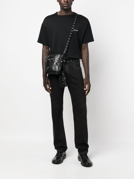 Men's Studded Leather Crossbody Bag