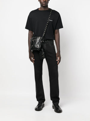 Balo đeo chéo da đen FW23 cho nam giới - Bộ sưu tập FW23