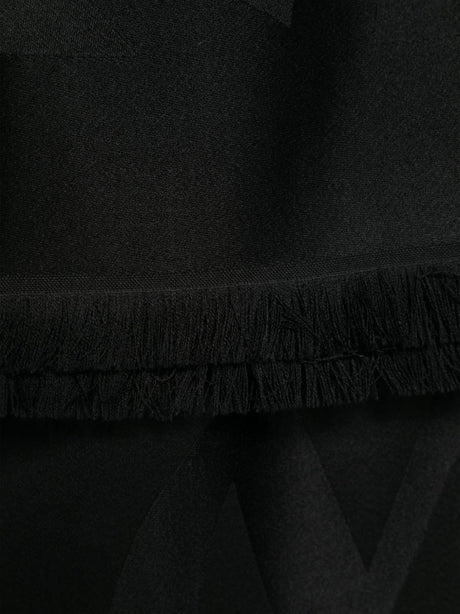 SAINT LAURENT Fringed Wool Scarf with Jacquard Pattern