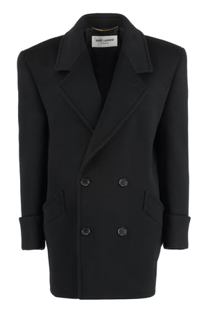 SAINT LAURENT Double-Breasted Black Wool Jacket for Women in FW22 Collection