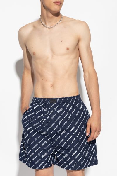 BALENCIAGA Street-Ready Raffia Shorts for Men - Marine