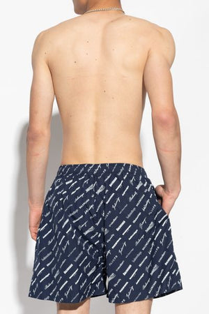 BALENCIAGA Street-Ready Raffia Shorts for Men - Marine