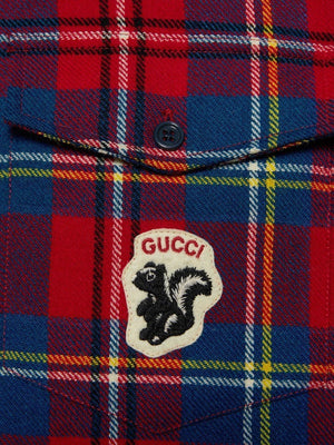 GUCCI Mens Iconic Tartan Shirt - Red Blue Mix