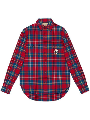 GUCCI Mens Iconic Tartan Shirt - Red Blue Mix