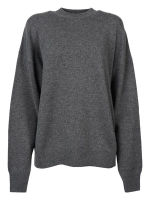 BALENCIAGA Gray Logo Embroidered Knit Jumper for Women - FW22