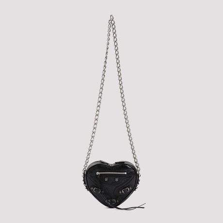 BALENCIAGA Chic Black Mini Heart Crossbody Handbag for Women