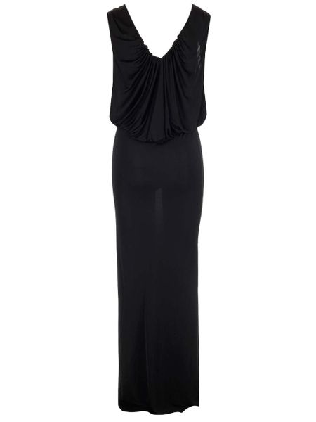 فستان طويل بلا أكمام من الفسكوز الأسود للنساء - مقاس FR