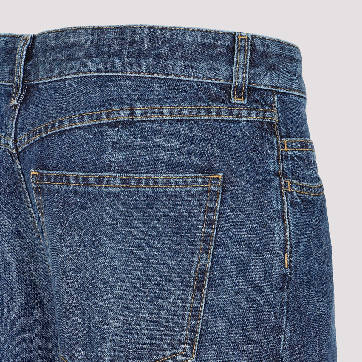 BOTTEGA VENETA Blue Denim Cropped Jeans with Unique Details