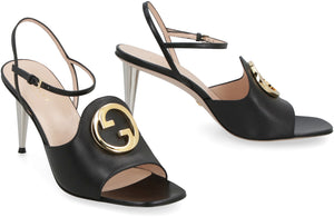 GUCCI Black Leather Stiletto Heel Sandals for Women