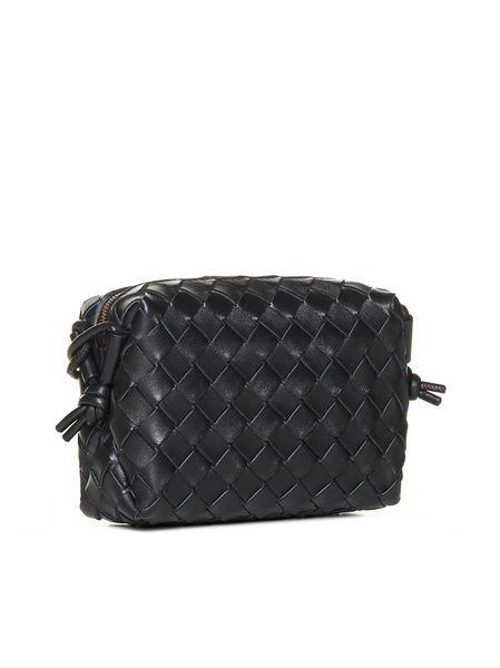 BOTTEGA VENETA Mini Loop Black Leather Crossbody Camera Bag for Women