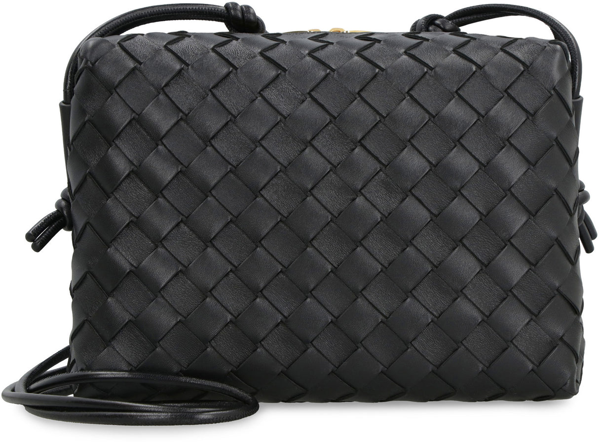 BOTTEGA VENETA Chic Black Lamb Leather Mini Camera Shoulder Bag 22x15.5x8 cm
