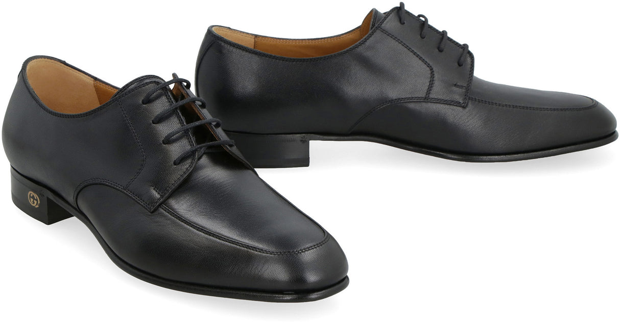 GUCCI Black Leather Lace-Up Shoes for Men - SS23 Collection