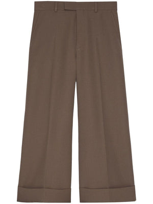 GUCCI Men's Taupe Wool Trousers for SS23