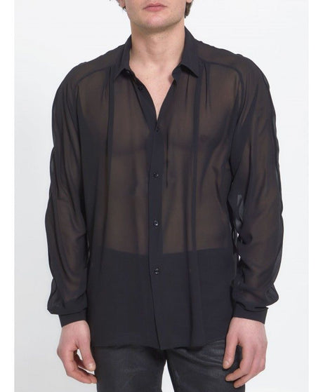 透明丝绸衬衫 - 黑色男装FW23系列