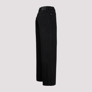 BALENCIAGA SS24 Women's Black Cotton Ankle Cut Jeans