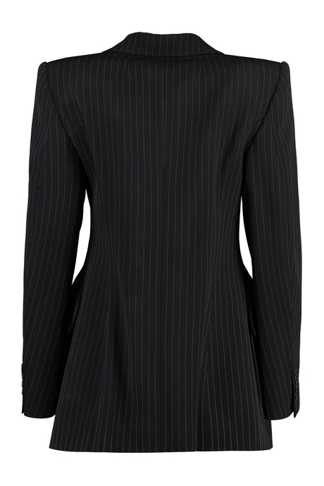BALENCIAGA Black Pinstripe Structured Jacket for Women