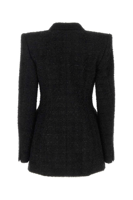 BALENCIAGA Black Cross Buttoned Women's Coat for FW23