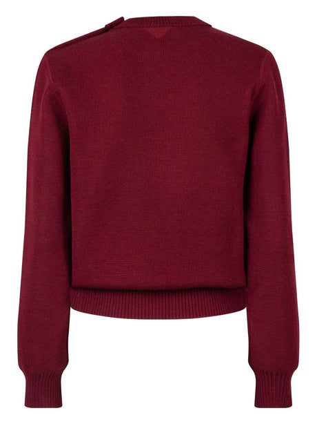 BOTTEGA VENETA Elegant Burgundy Crew-Neck Wool Sweater