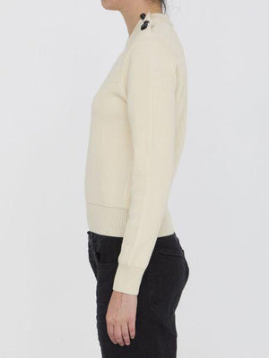 BOTTEGA VENETA Elegant Ivory Wool Sweater with Embellished Buttons