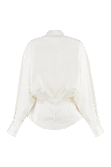 Women's White Asymmetric Hem Cotton Shirt for SS23