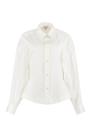 Women's White Asymmetric Hem Cotton Shirt for SS23