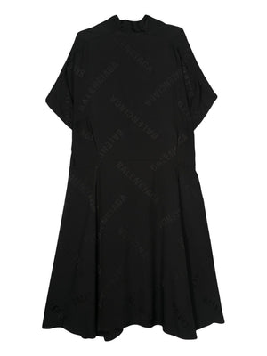 BALENCIAGA Oversized Flowing V-Neck Dress with Asymmetrical Bottom