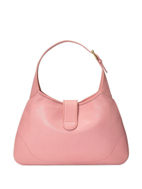 GUCCI Aphrodite Pink Raffia Medium Shoulder Handbag with Suede Leather Top Handle - 39.5cm x 38.5cm x 2.5cm