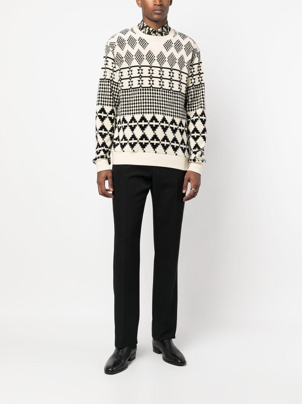 SAINT LAURENT Jacquard Knit T-Shirt for Men in Natural and Black