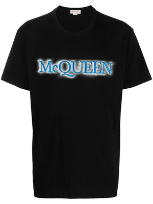 ALEXANDER MCQUEEN Men's Black/Mix Sprayed Logo T-Shirt for SS23