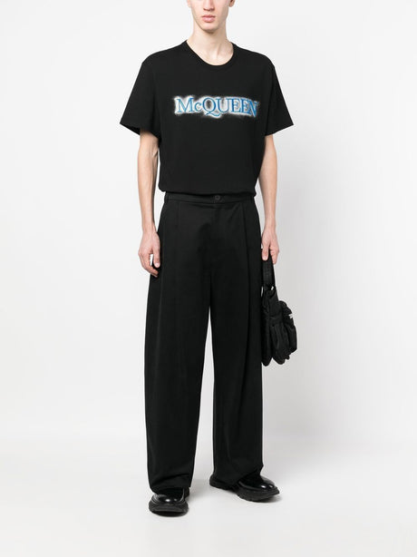 ALEXANDER MCQUEEN Men's Black/Mix Sprayed Logo T-Shirt for SS23