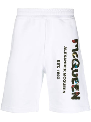 ALEXANDER MCQUEEN Men's Watercolor Shorts - White/Mix - SS23