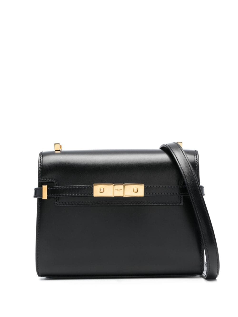 SAINT LAURENT Chic Mini Black Leather Crossbody Handbag with Bronze Accents and Adjustable Strap