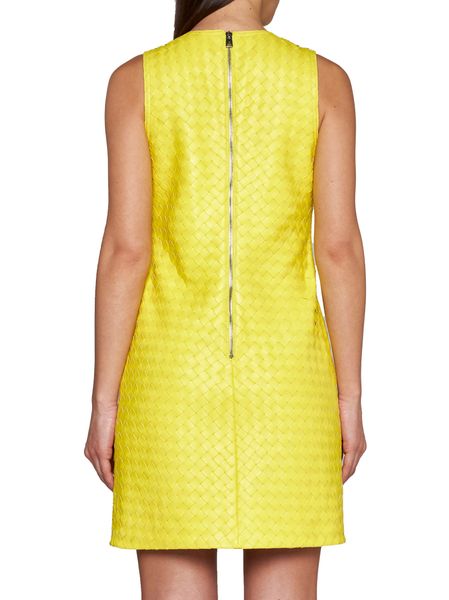 Yellow and Orange Intrecciato Lamb Leather Dress for Women