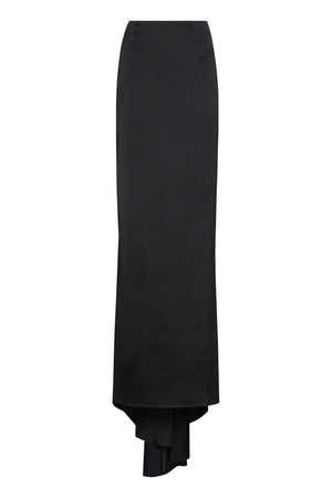 Elegant Black Satin Skirt with Dramatic Train - SS23 Collection