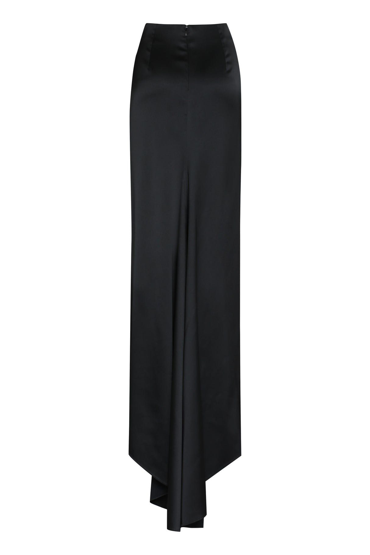 Elegant Black Satin Skirt with Dramatic Train - SS23 Collection