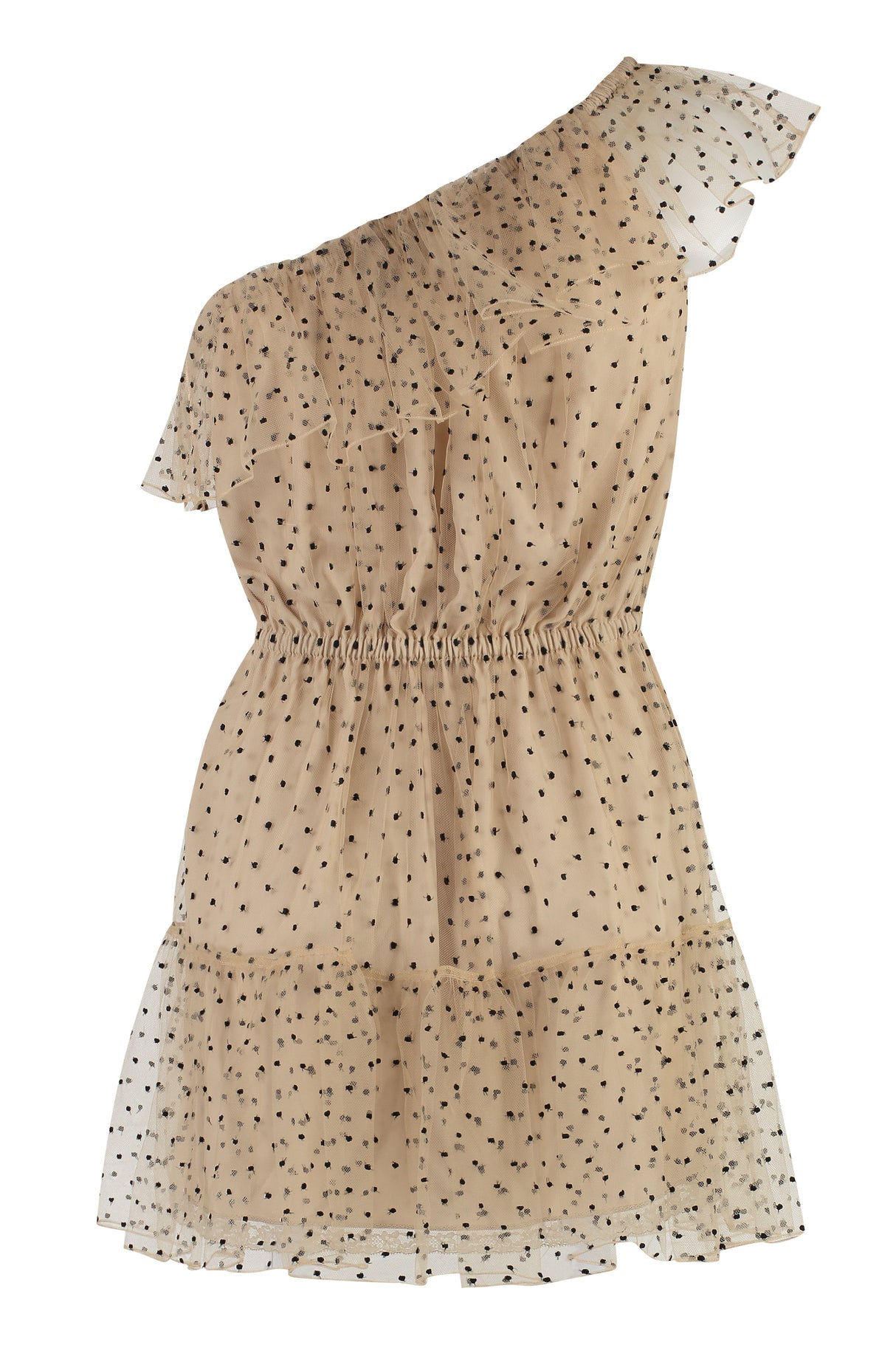 GUCCI Polka-Dot Tulle Dress with Ruffled Details and Elastic Waistband