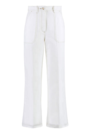 白色可見縫線純棉牛仔褲 - SS23