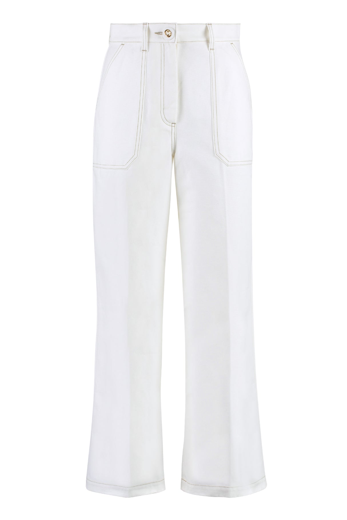 GUCCI Contrasting Stitch High-Rise Cotton Trousers for Women