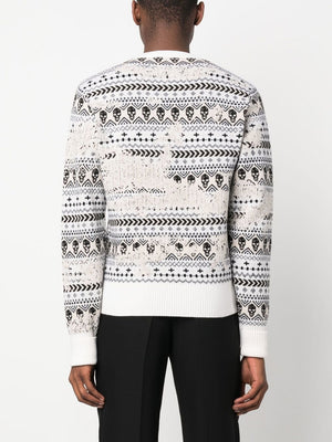 Ivory, Black, and Cream Wool Knit Sweater for Men - SS23