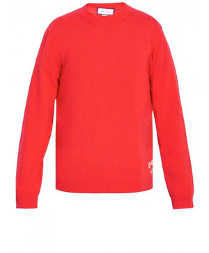 GUCCI Red Cashmere Jumper with Horsebit Embroidery