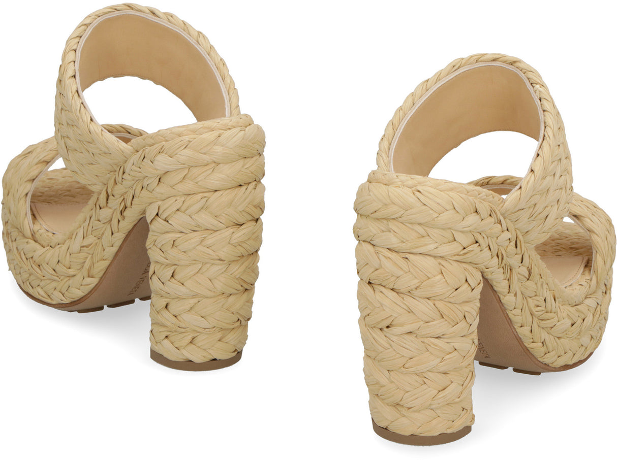 BOTTEGA VENETA Raffia Platform Sandals with 12cm Heel Height for Women