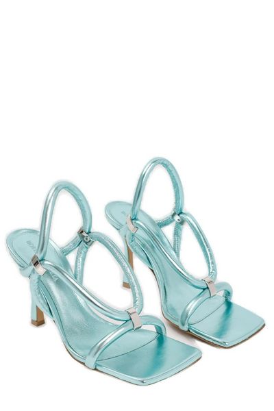 Turquoise metallic stretch sandals - SS23 Collection