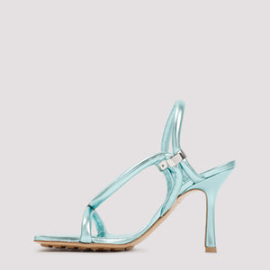 Turquoise metallic stretch sandals - SS23 Collection