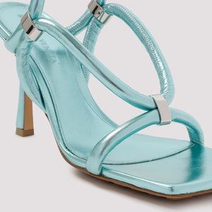 Turquoise metallic stretch sandals - SS23 Collection