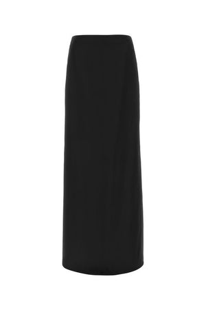 BOTTEGA VENETA Black Silk Twill Long Skirt for Women - SS23 Collection