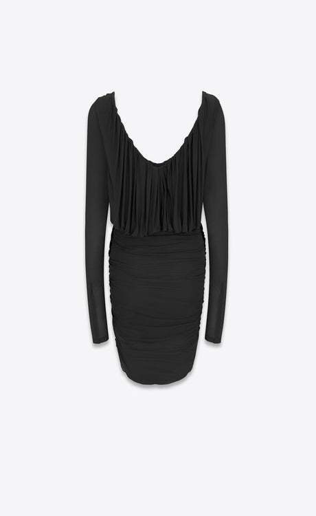 SAINT LAURENT Black Draped Dress for Women - SS23 Collection