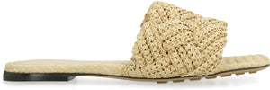 BOTTEGA VENETA Beige Raffia Sandals with Square Toeline for Women